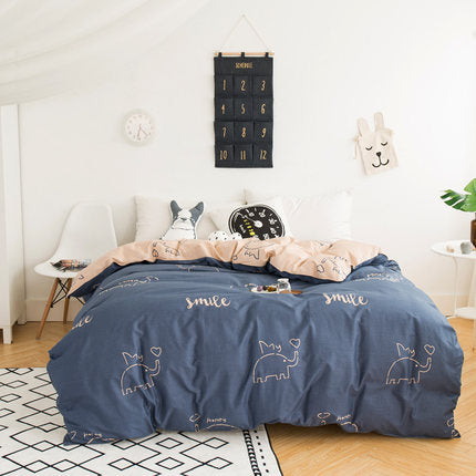 Importé - Ensemble Housse de Couette + 2 Taie d'Oreiller en Pure Coton