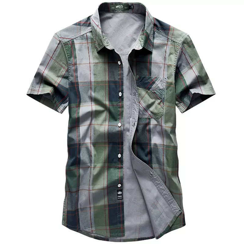 Importé - Chemise Homme Slim 100% Coton Rétro Manches Courtes