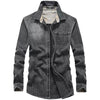 Importé - Chemise Coton Jean Délavé Homme Manches Longues