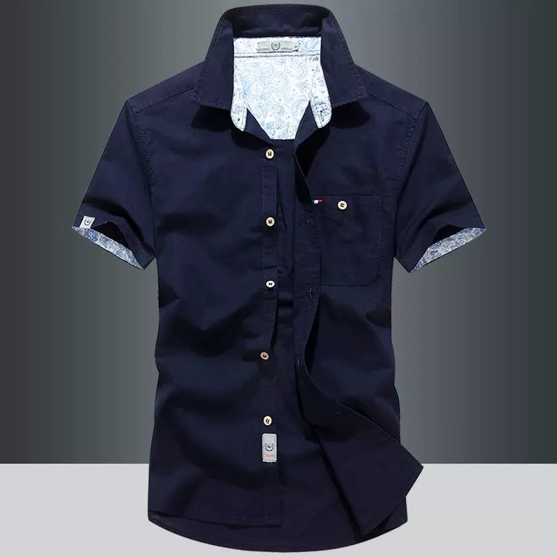 Importé - Chemise Homme Décontracté Slim A Manches Courtes En Lin