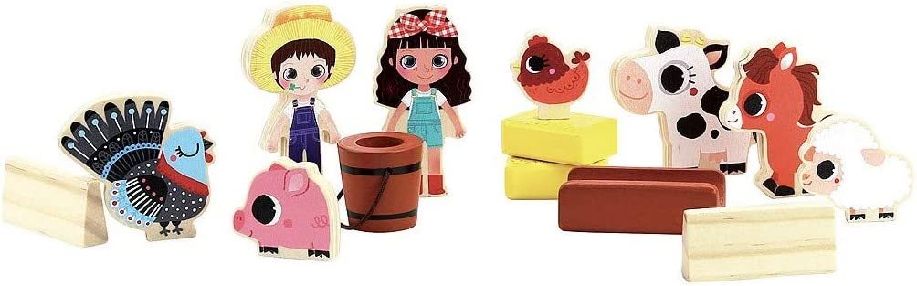 JEU -. MA PETITE FERME 14 ACCESSOIRES EN BOIS + 3ANS