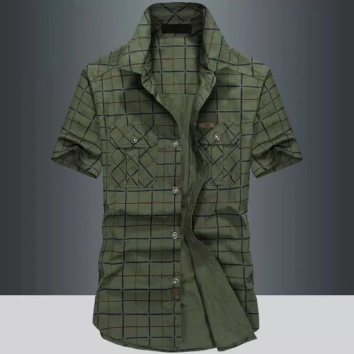 Importé - Chemise Slim Homme 100% Coton Décontracté Manches Courtes