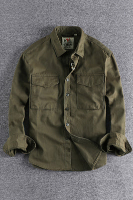 Importé - Chemise Coton Homme Retro Manches Longues