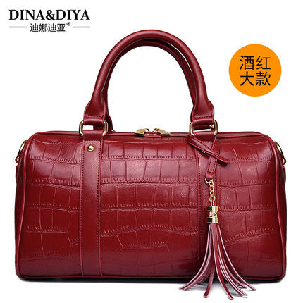 Importé - Grand Sac A Main Femme 100% Cuir Véritable Motif Croco