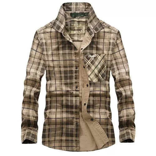 Importé - Chemise Coton Homme Carreaux Slim Manches Longues