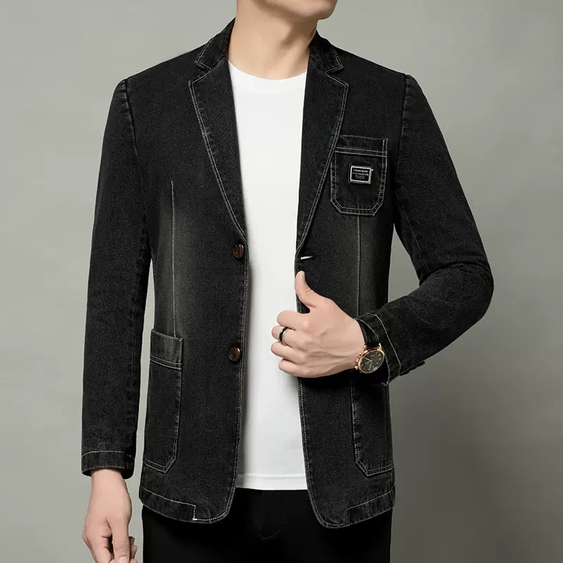 Importé - Veste Blazer Coton Jean Slim Homme Décontracté