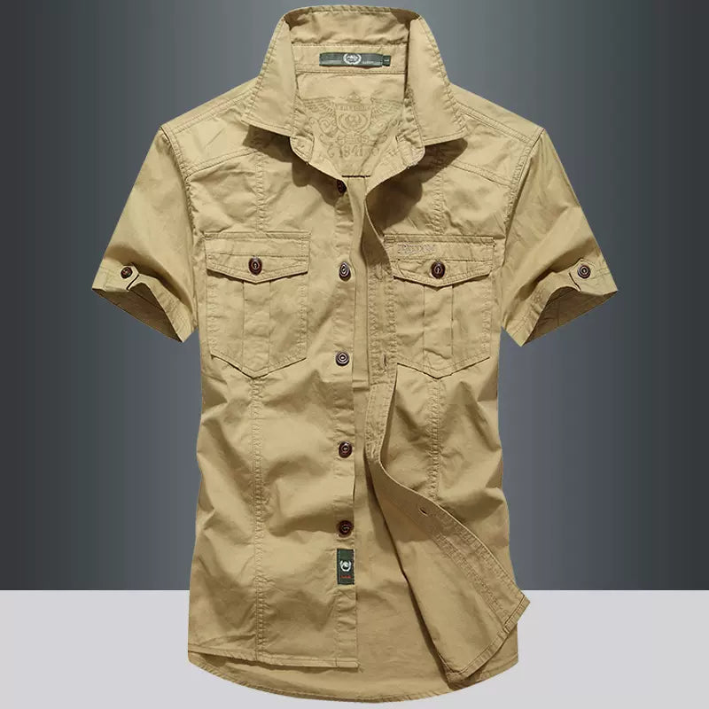 Importé - Chemise Homme Militaire Décontracté Manches Courtes En Coton