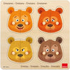 Puzzle Educatif en Bois-4pcs-Motif Ours+2ans