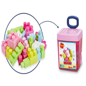 Jeu Les Maxi-40pcs-Bloc De Construction Dans Trolley-Rose+1an