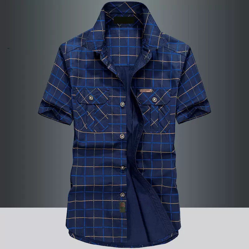 Importé - Chemise Slim Homme 100% Coton Décontracté Manches Courtes