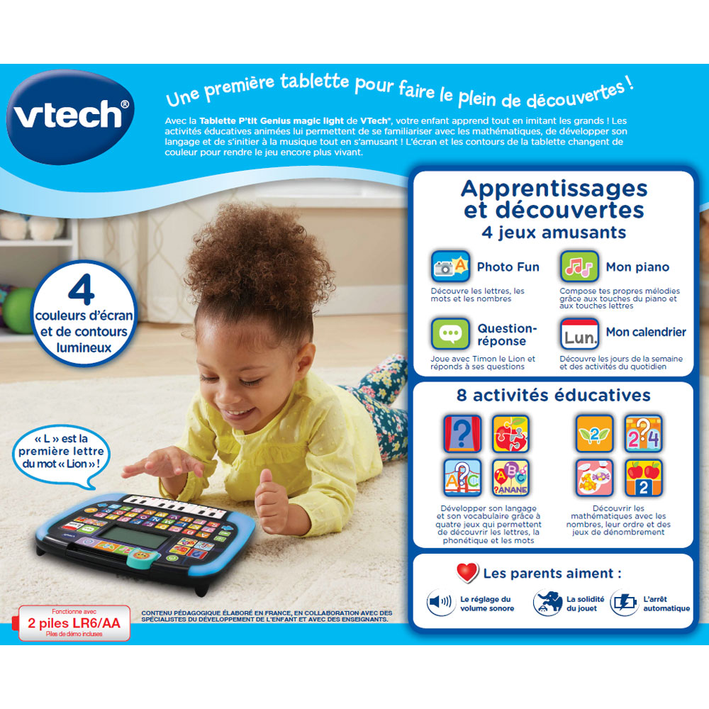 VTECH-TABLETTE P’TIT GENIUS MAGIC LIGHT+2ANS