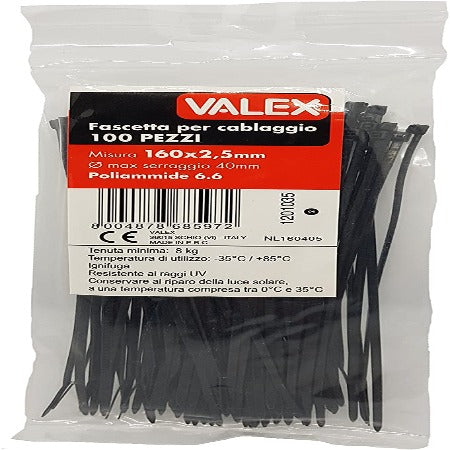 ATTACHE CABLE -2.5X200MM-100PCS -NOIR-VALEX