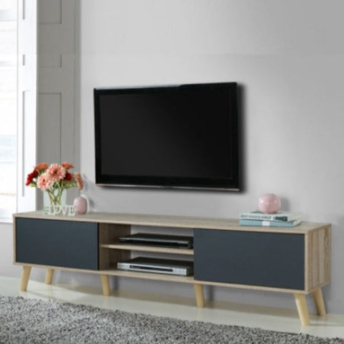 MEUBLE TV ALFRED CHÈNE GRIS SOMBRE