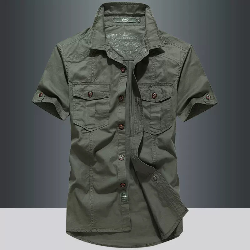 Importé - Chemise Homme Militaire Décontracté Manches Courtes En Coton