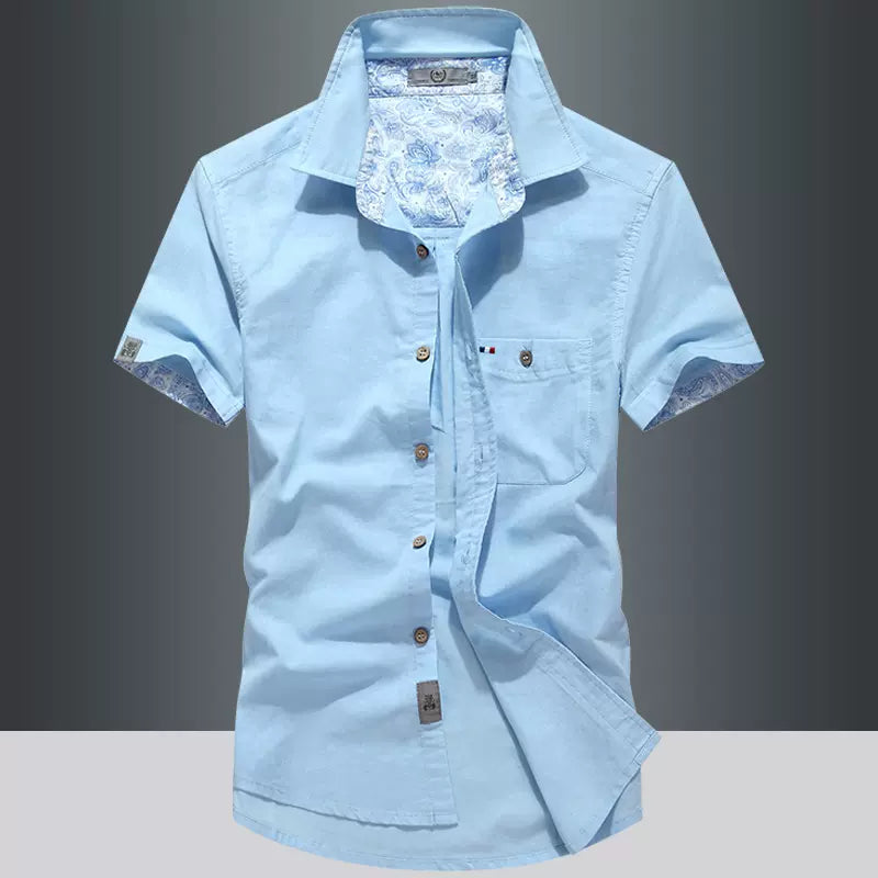 Importé - Chemise Homme Décontracté Slim A Manches Courtes En Lin