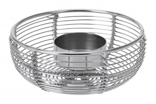 BOUGEOIR EN METAL ROND-1 BOUGIE-CHAUFFE PLAT ARGENTE