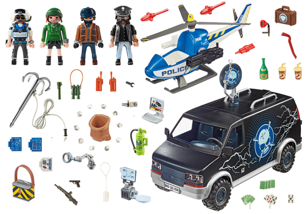 PLAYMOBIL CITY ACTION CAMION DE BANDITS ET POLICER-124PCS-4-10ANS