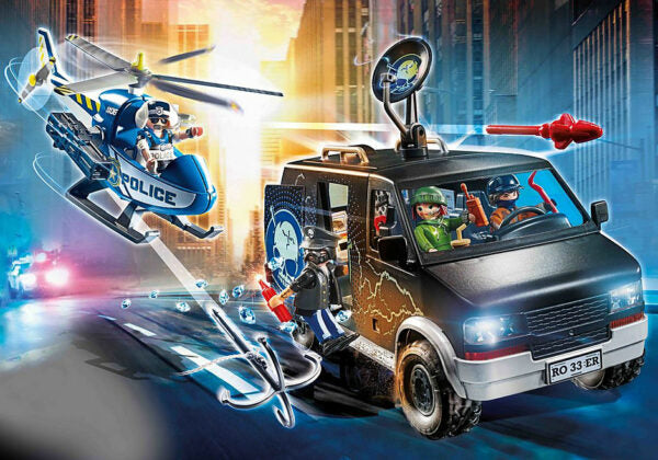PLAYMOBIL CITY ACTION CAMION DE BANDITS ET POLICER-124PCS-4-10ANS