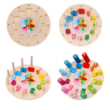 JEU- EDUCATIF LOGARITHMIC CLOCK HORLOGE EN BOIS + 3ANS