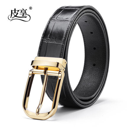 Importé - Ceinture Fashion Véritable Cuir Marron-Noir Motif Croco