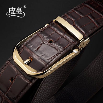 Importé - Ceinture Fashion Véritable Cuir Marron-Noir Motif Croco