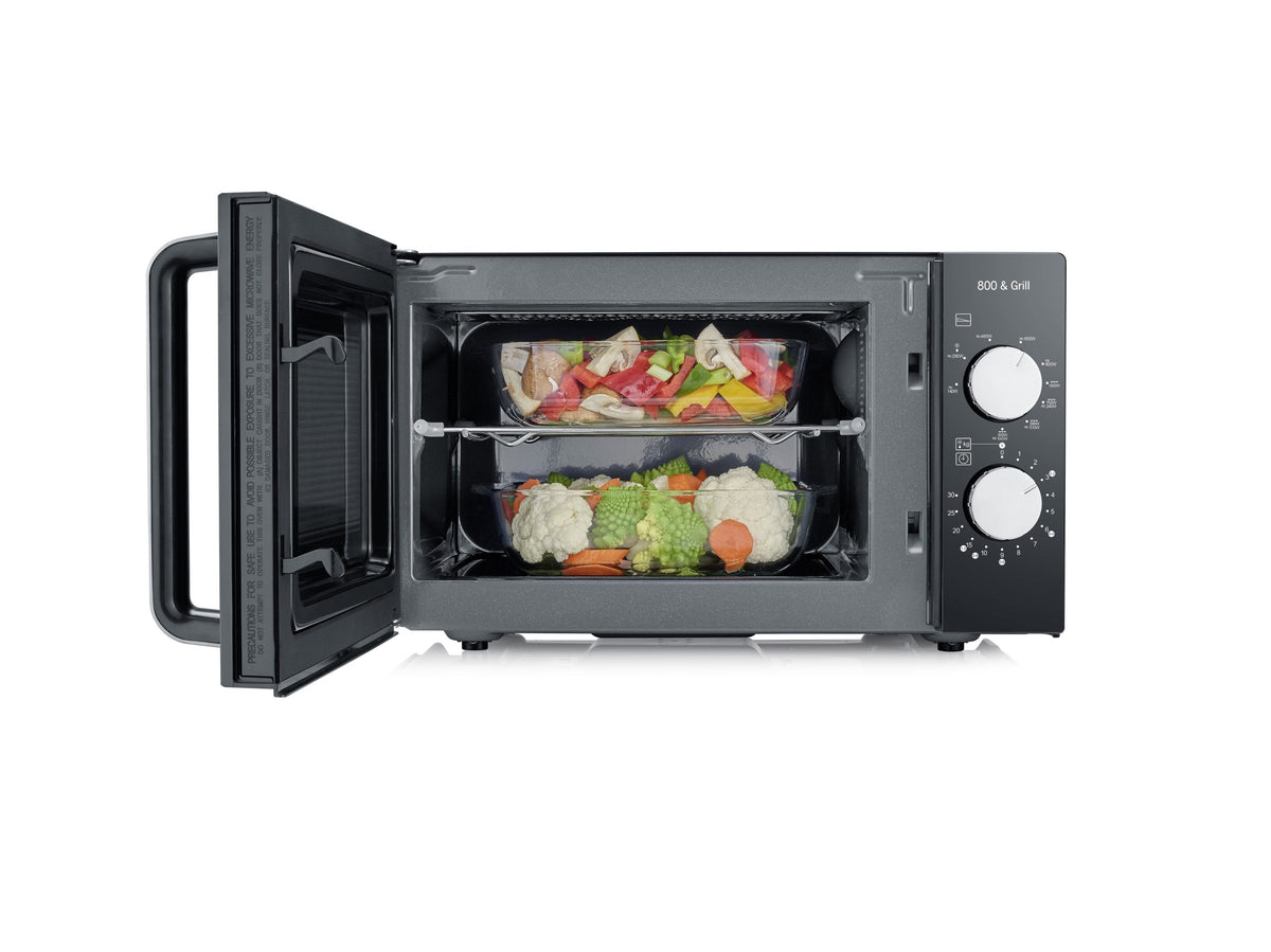 MICRO-ONDE-20L AVEC FOND CERAMIQUE ET FONCTION GRIL-NOIR