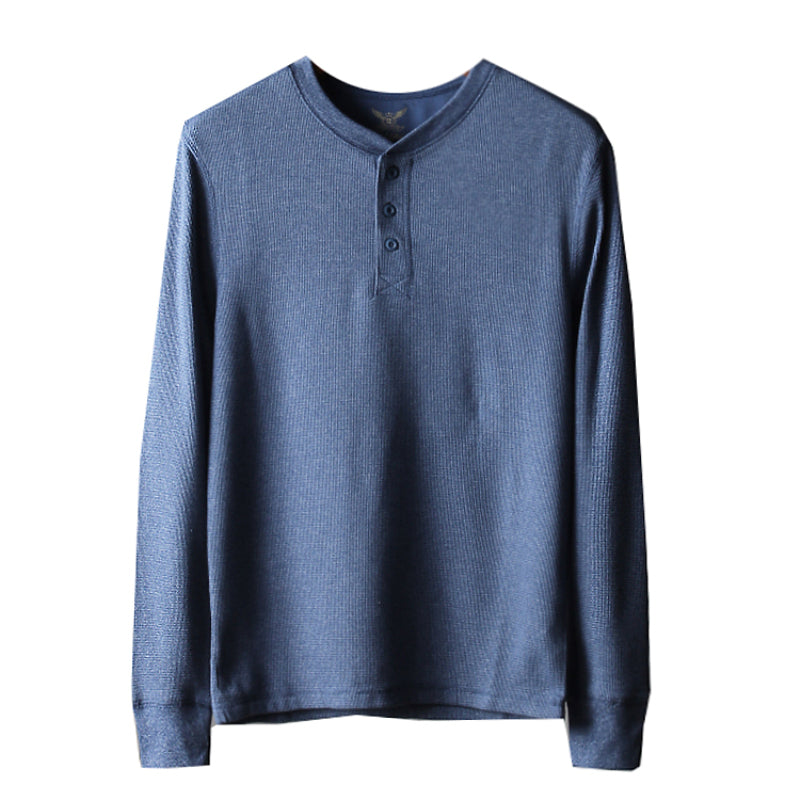 Importé - Polo Hommes à Manches Longues Avec Col Henry