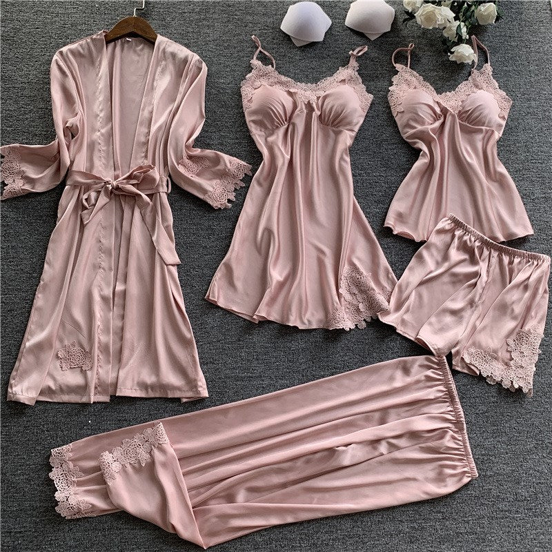 Importe - Ensemble Pyjama Sexy Femme En Dentelle 5 Pièces