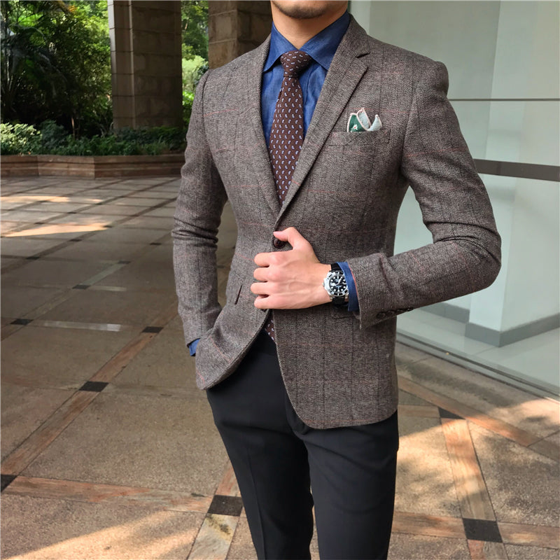 Importé - Blazer Homme Marron Décontracté Tendance