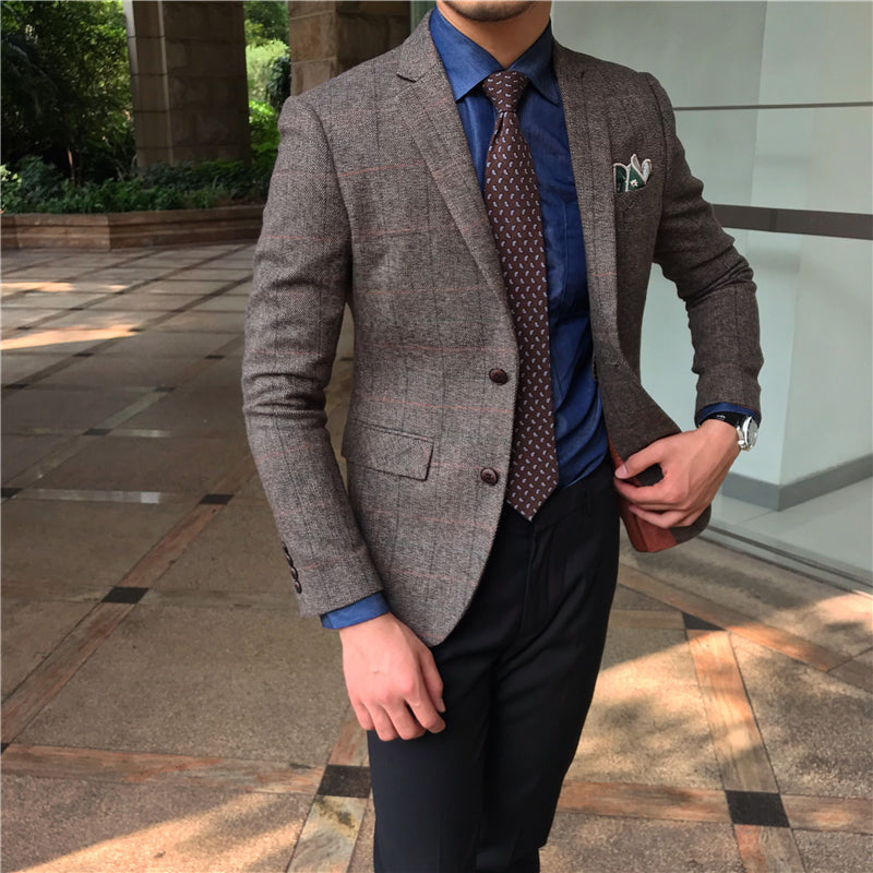 Importé - Blazer Homme Marron Décontracté Tendance