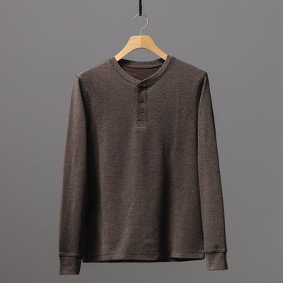 Importé - Polo Hommes à Manches Longues Avec Col Henry