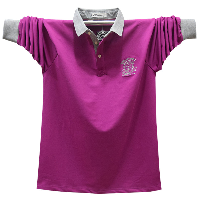 Importé - Polo Hommes 100% Coton à Manches Longues Couleur Unie