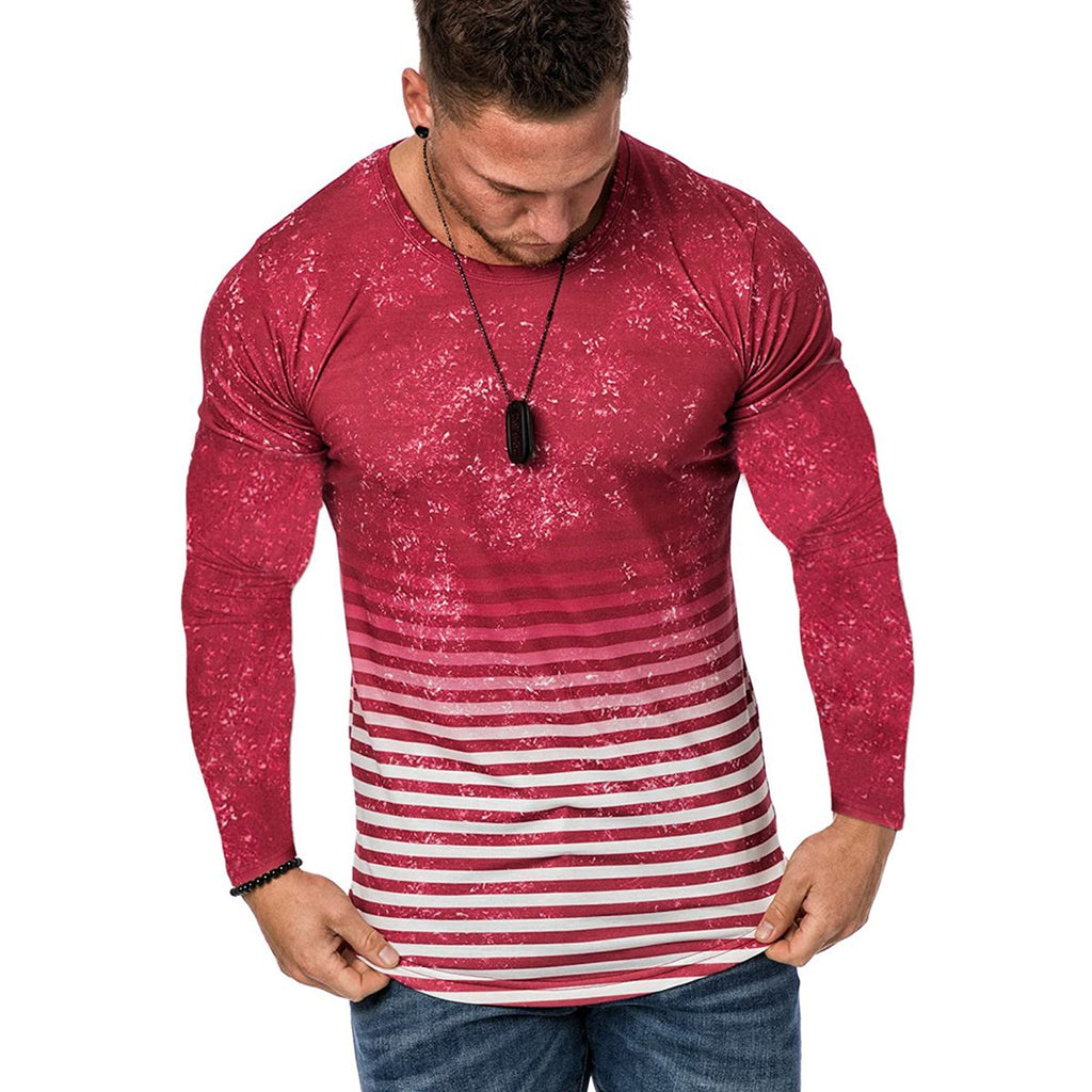 Importé -  T-shirt Slim Homme Col Rond  Manche Longue