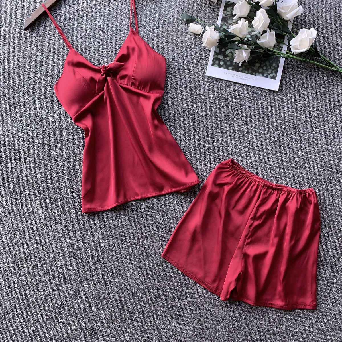 Importe - Ensemble De Pyjama Sexy Femme 2 Pièces Avec Bretelles Col En V