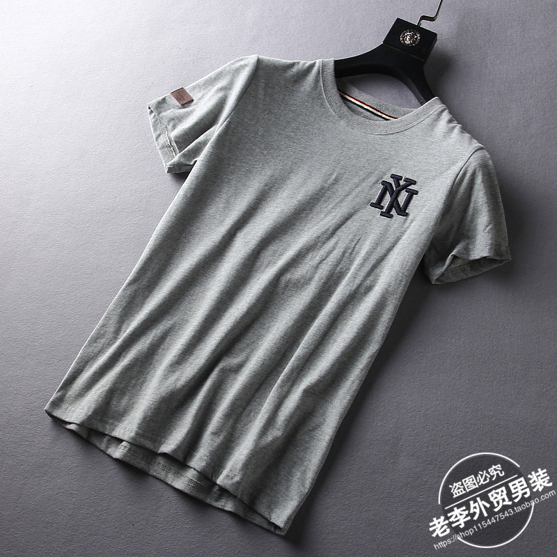 Importé - T-Shirt Hommes Décontractés Manches Courtes Brodé