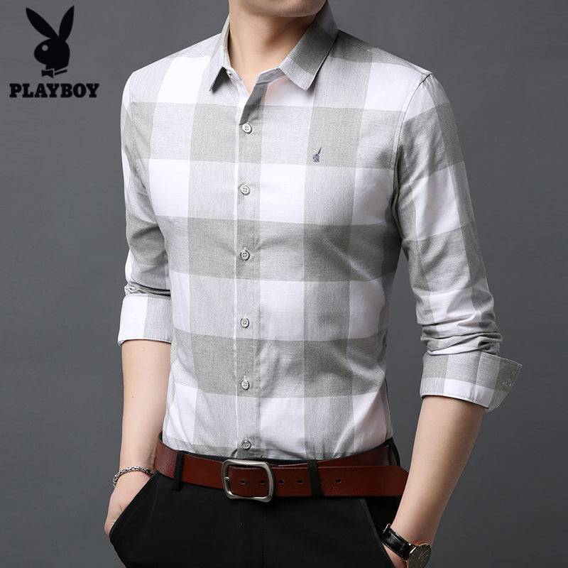 Importé - Chemise Homme Playboy Slim Fit Manches Longues A Carreaux