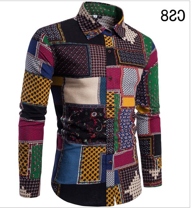 Importé - Chemise Slim Homme Décontractée Manches Longues En Coton Lin