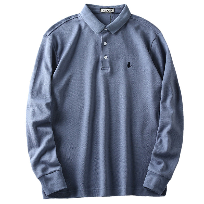 Importé - Polo T-Shirt Homme en Coton Broderie à Manches Longues