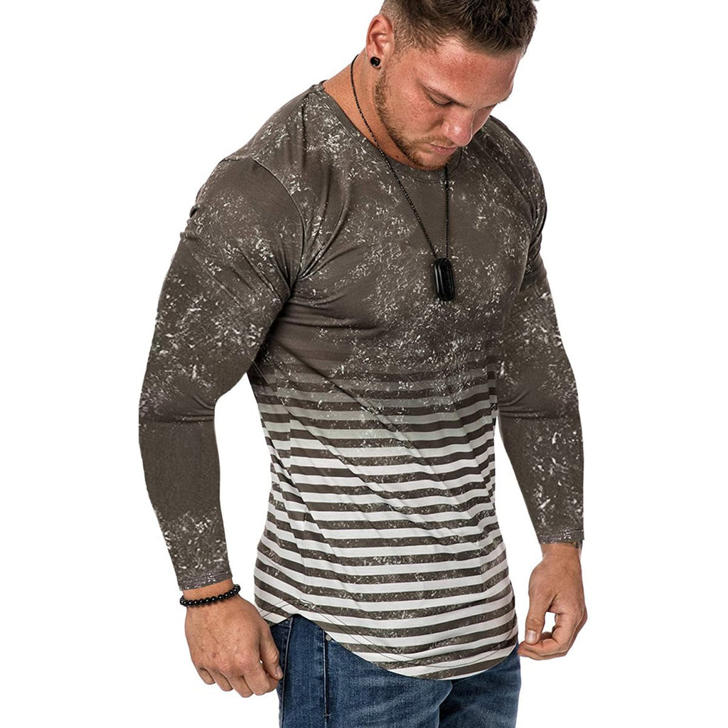 Importé -  T-shirt Slim Homme Col Rond  Manche Longue