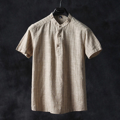 Importé-  Chemise Homme Manche Courte Décontractée En Lin