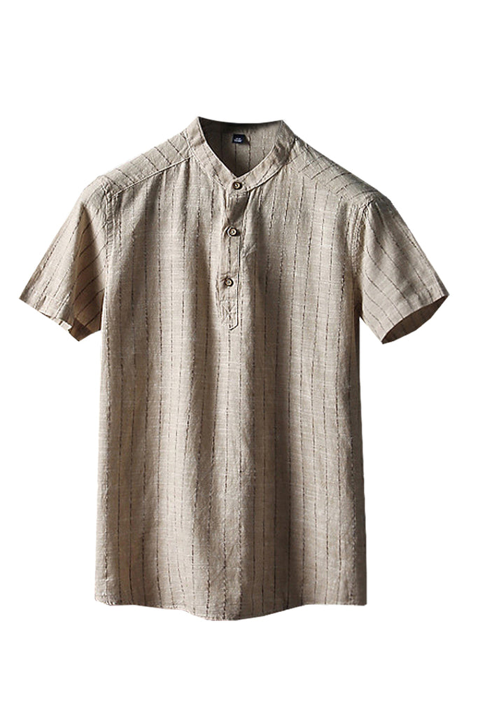 Importé-  Chemise Homme Manche Courte Décontractée En Lin