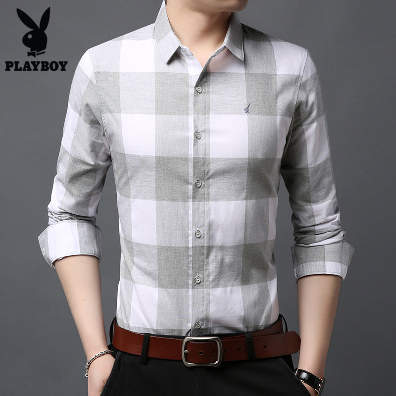 Importé - Chemise Homme Playboy Slim Fit Manches Longues A Carreaux
