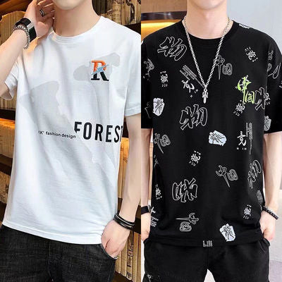 Importé - Lot 2 x T-Shirt Homme En Soie Glacée Décontracté