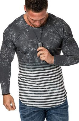 Importé -  T-shirt Slim Homme Col Rond  Manche Longue