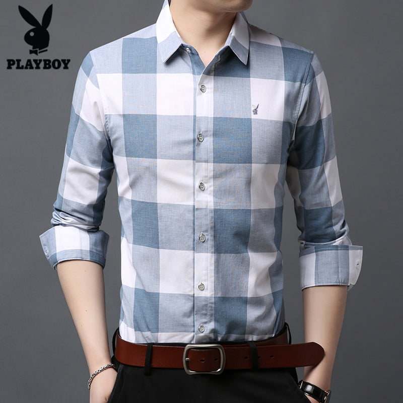 Importé - Chemise Homme Playboy Slim Fit Manches Longues A Carreaux