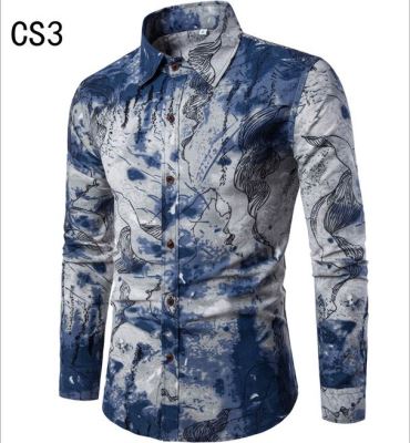 Importé - Chemise Slim Homme Décontractée Manches Longues En Coton Lin