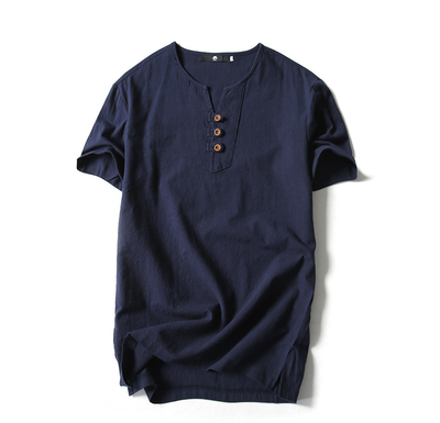 Importé - T-Shirt Homme Manches Courtes Col V en Coton