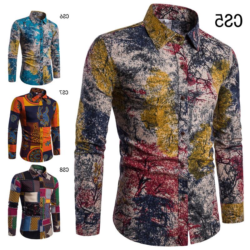 Importé - Chemise Slim Homme Décontractée Manches Longues En Coton Lin