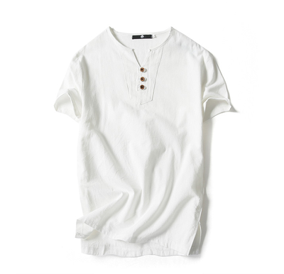 Importé - T-Shirt Homme Manches Courtes Col V en Coton