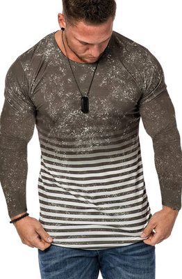 Importé -  T-shirt Slim Homme Col Rond  Manche Longue